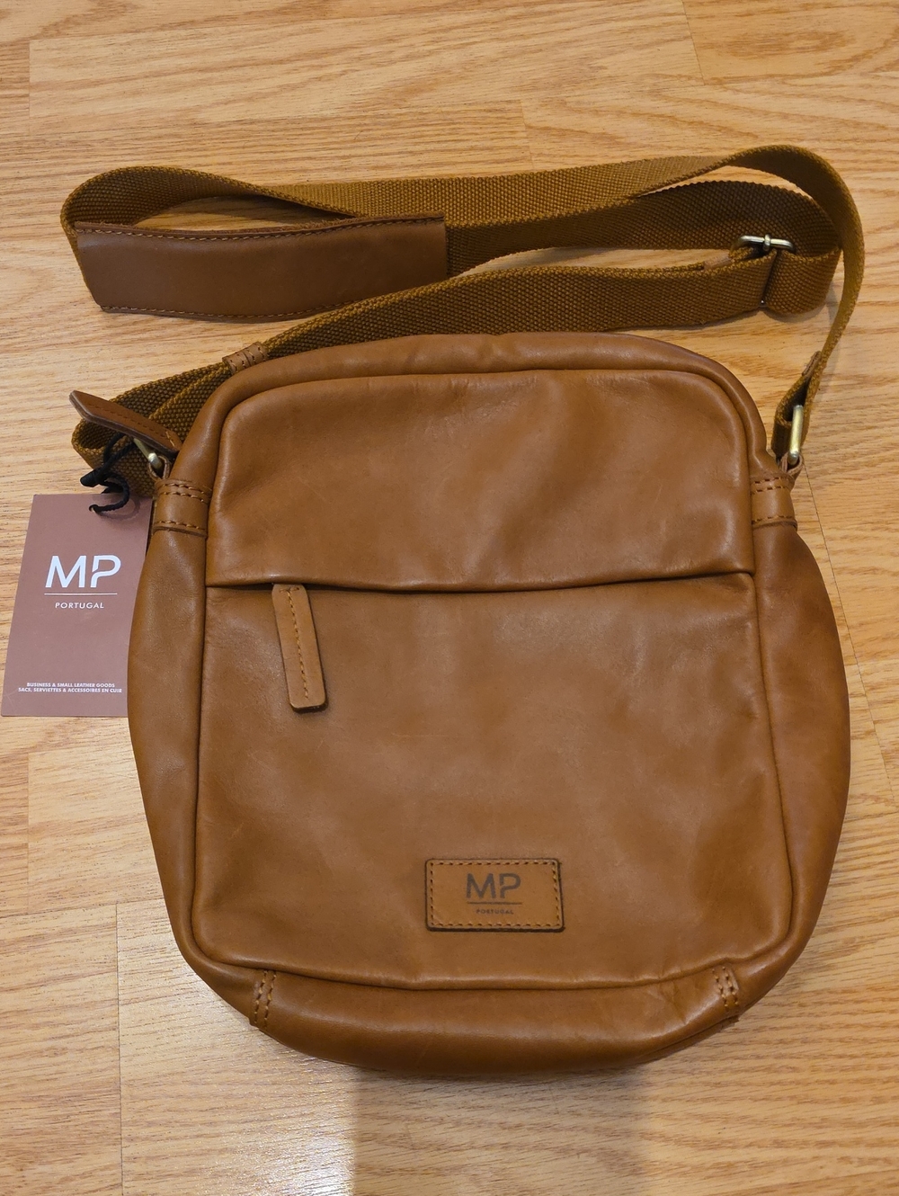 MP Portugal Tan Leather-Effect Crossbody Shoulder Bag for Women